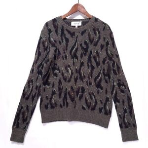 Derek Lam 10 Crosby Evan Alpaca Wool Leopard Print Sweater Crewneck‎ M Pullover